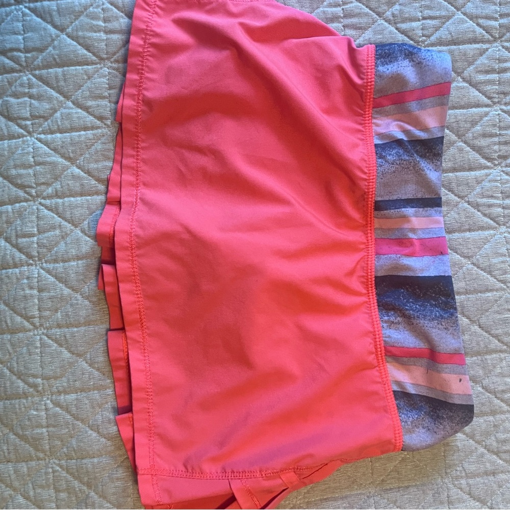 Vibrant Pink Skirt with Gray Stripes